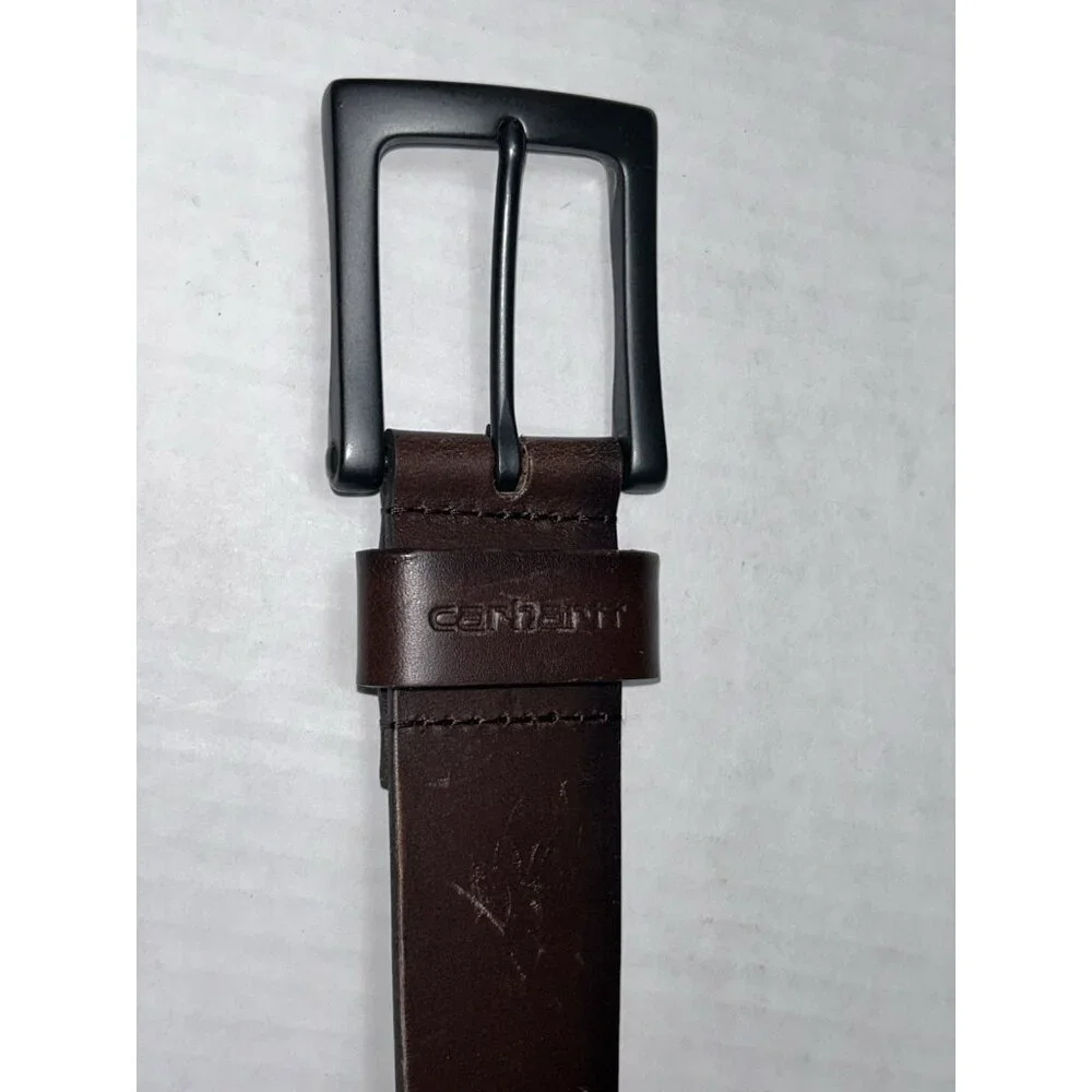 Carhartt Belt Mens 34 Full Grain Leather Brown 1.5’ WB5510-M Work Wear Roller